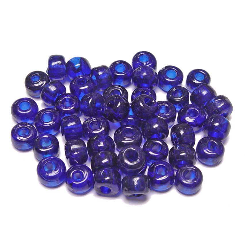 9mm Transparent Dark Sapphire India Glass Crow Beads 100pc