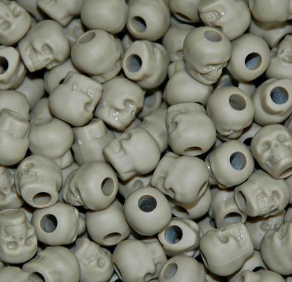 Flat Khaki Skull Beads