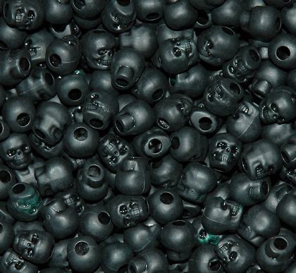 Flat Black Skull Beads