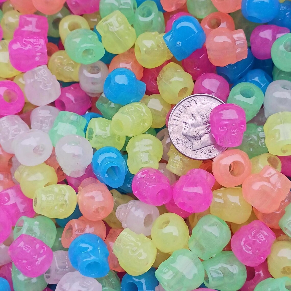 
                  
                    Multi Colors Glow in the Dark Skull Beads
                  
                