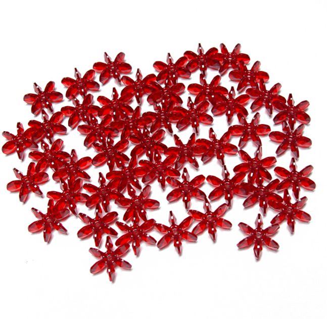 Ruby Dark 18mm Starflake Sunburst Craft Beads 135pc