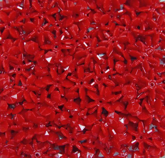 Red 18mm Starflake Sunburst Craft Beads 135pc