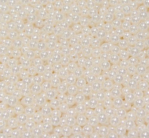 Pearl White 6mm Round Plastic Beads