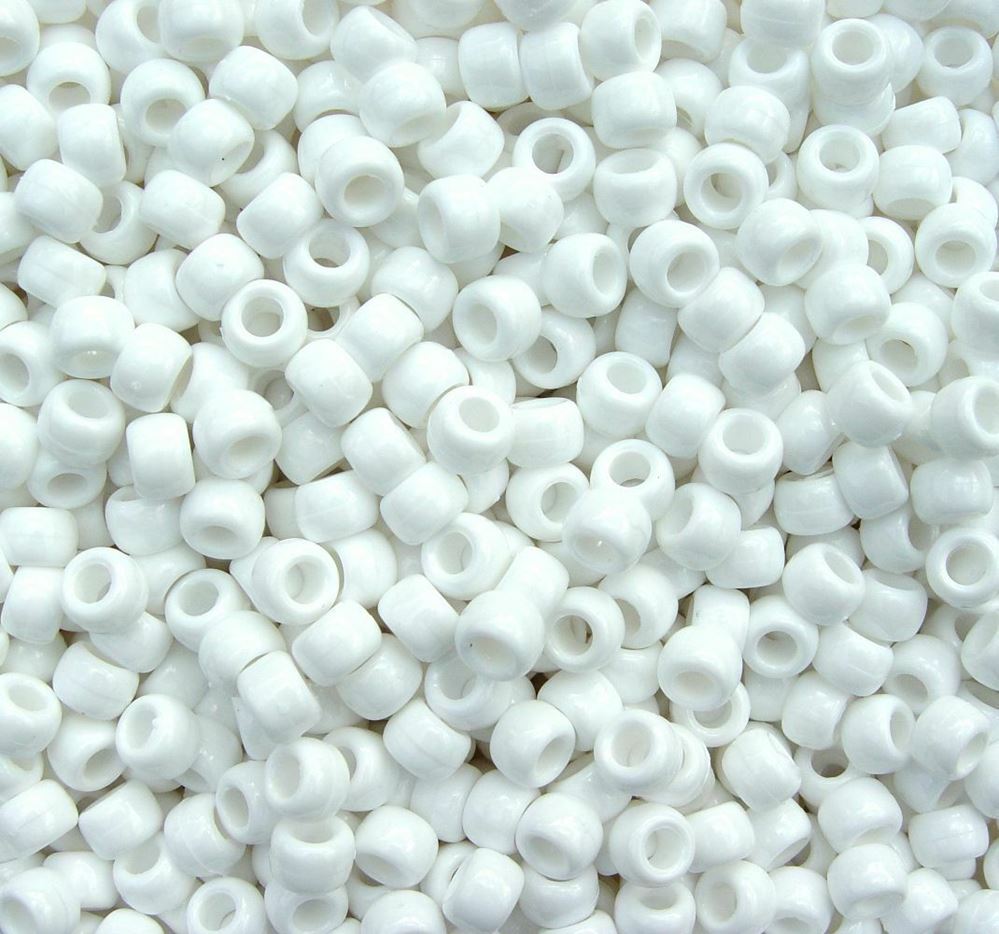 9x6mm Opaque White Pony Beads 500pc