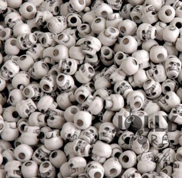 Antiqued White Skull Beads