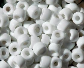 Opaque White Czech Glass 9mm Pony Beads 100pc