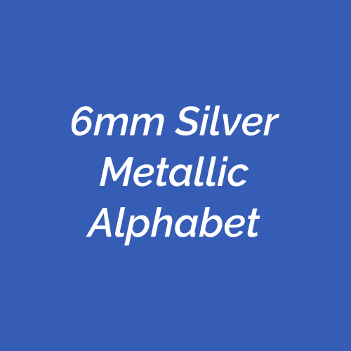 6mm Silver Metallic Alphabet Beads