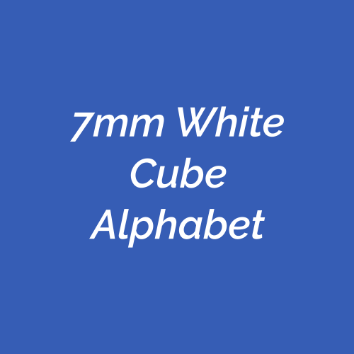 7mm White Cube Alphabet Beads