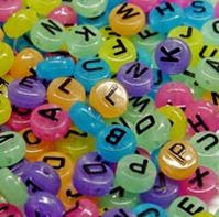 10mm Multi Color Glow Alphabet Disc Beads 200pc