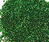 Czech Glass Seed Beads 11/0 Green Silver Lined Seed Beads