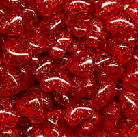 18mm Large Heart Beads Ruby Sparkle 24pc