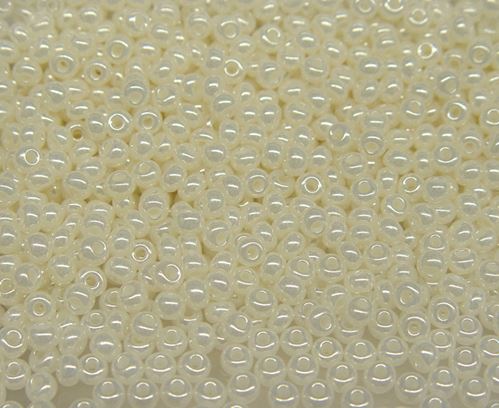 6/0 Ceylon White Czech Glass Seed Beads
