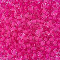 6/0 Neon Pink Lined Crystal Czech Glass Seed Beads