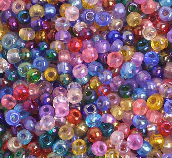 Preciosa 6/0 Transparent Iridescent Multicolor Czech Glass Seed Beads