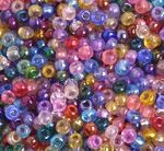 6/0 Transparent Iridescent Multicolor Czech Glass Seed Beads