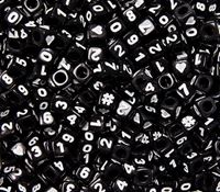 6.5mm Assorted Number Cube Black Beads beads,number