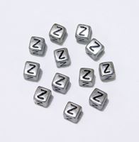 6mm Silver Metallic Alphabet Beads Black Letter "Z" beads,alphabet.letter,