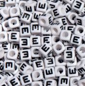 7mm Alphabet Cube Brite Beads - Letter "E" beads,alphabet.letter,