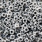 7mm Alphabet Cube Brite Beads - Letter "N" beads,alphabet.letter,