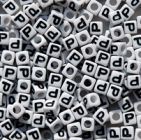 7mm Alphabet Cube Brite Beads - Letter "P" beads,alphabet.letter,