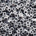 7mm Alphabet Cube Brite Beads - Letter "W" beads,alphabet.letter,
