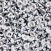 7mm Alphabet Cube Brite Beads - Letter "X" beads,alphabet.letter,