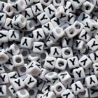 7mm Alphabet Cube Brite Beads - Letter "Y" beads,alphabet.letter,