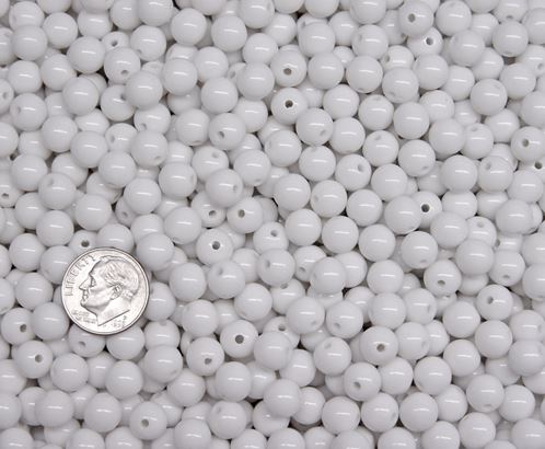 8mm Round Acrylic Beads, White 250pc