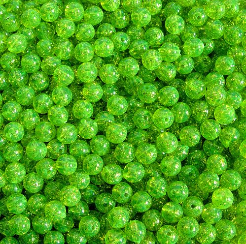 8mm Round Plastic USA Beads Lime Roe Gold Sparkle 250pc