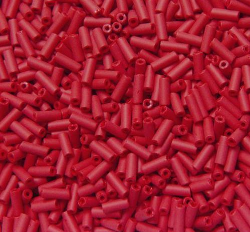 8x3mm Matte Red Wampum Beads 250 grams
