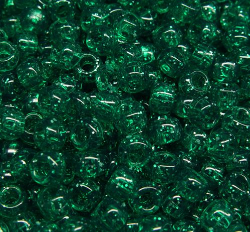 Emerald Sparkle 9x6mm Pony Beads 500pc