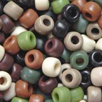 Matte Camouflage Mix 9x6mm Pony Beads 500pc, made in the USA