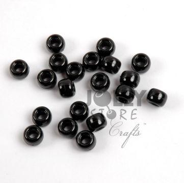 Black Pony Beads, Acrylic Smooth Black Loose Beads, Plastic
