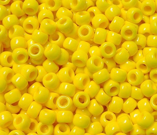 Darice Opaque Lemon Yellow Plastic Pony Beads, 9mm, 720 Pieces 