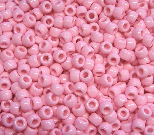 9x6mm Opaque Pink Pony Beads Made in the USA