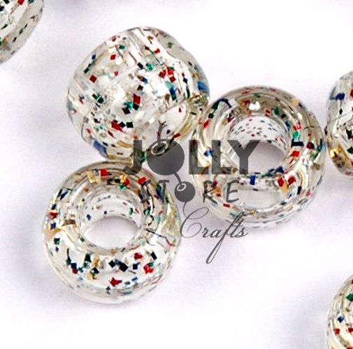  10Pcs Sparkle Glitter Pony Beads Big Hole Rondelle Spacer Beads  Charms for DIY Crafts Bracelet Jewelry Maing : Arts, Crafts & Sewing