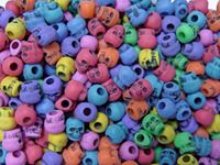 Antiqued Multi Circus Colors Skull Beads skulls,beads,crafts,head