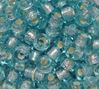 Aqua Silver Lined Czech Glass 9mm Pony Beads 100pc