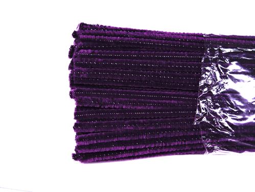 Chenille Purple Fluffy Stems 12in.  (100pc)