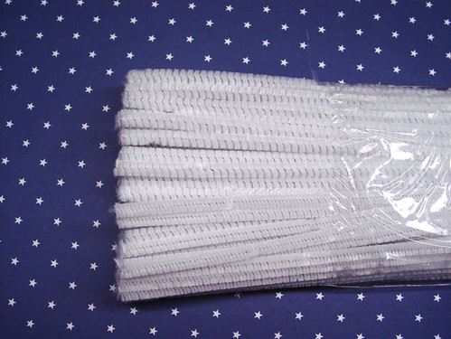 12" Long White Chenille (pipe cleaners) 6mm diameter