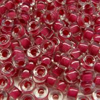 9mm Red Lined Crystal Czechoslovakian glass pony beads, 100pc