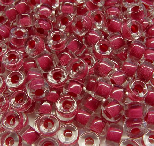 9mm Red Lined Crystal Czechoslovakian glass pony beads, 100pc