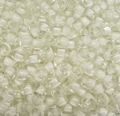 9mm White Lined Crystal Czechoslovakian glass pony beads, 100pc