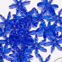 Dark Sapphire Transparent 25mm Starflake Sunburst Craft Beads 69pc