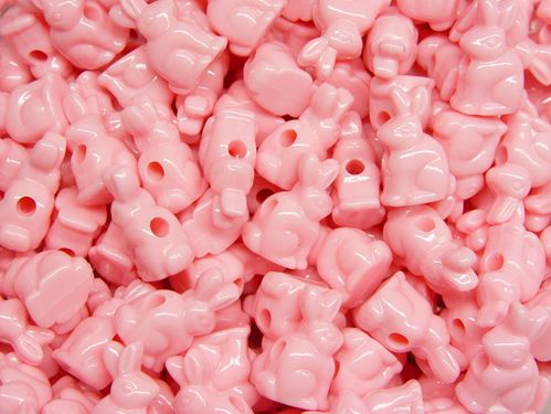 Easter Bunny Beads Opaque Pink
