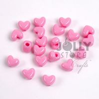 Opaque Pink Heart Shaped Pony Beads crafts,hearts,beads