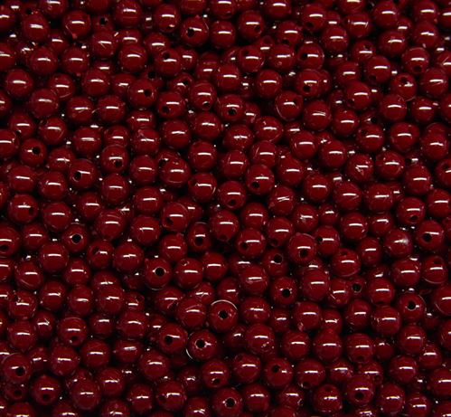 Maroon color, 6mm Round Plastic Beads. Made in America. 500 beads per bag.