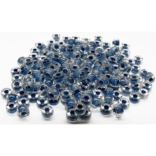 Montana Blue Lined Czech Glass 6mm Mini Pony Beads 100pc