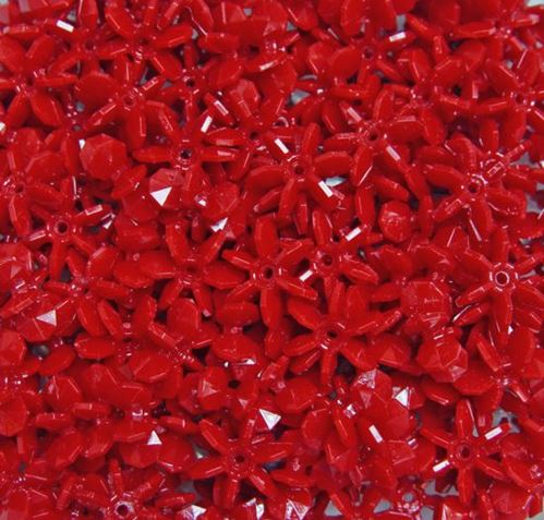Red 18mm Starflake Sunburst Craft Beads