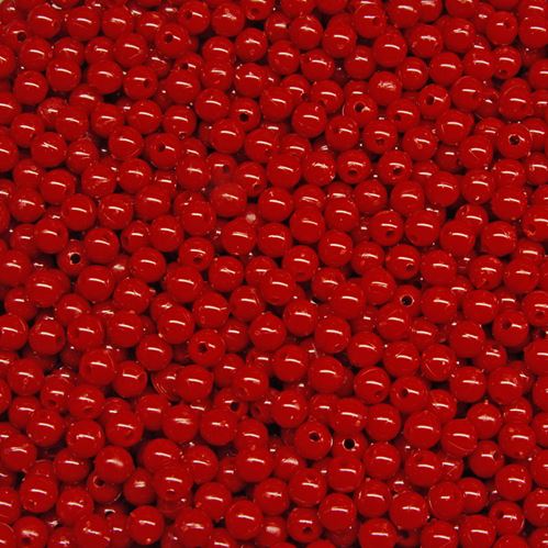 Red 6mm Round Plastic Beads. 500 piece. Made in the USA.